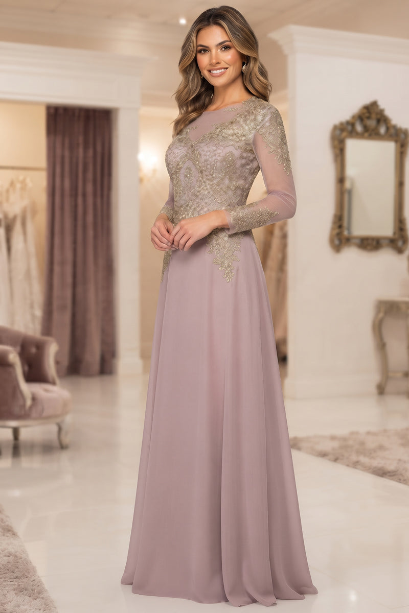 Embroidered Long Sleeve Sheath Dress | MQ1549-MOB