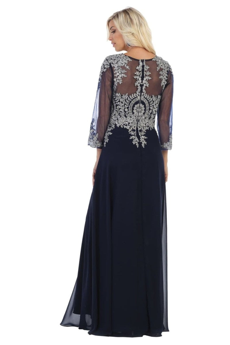 Embroidered Long Sleeve Sheath Dress