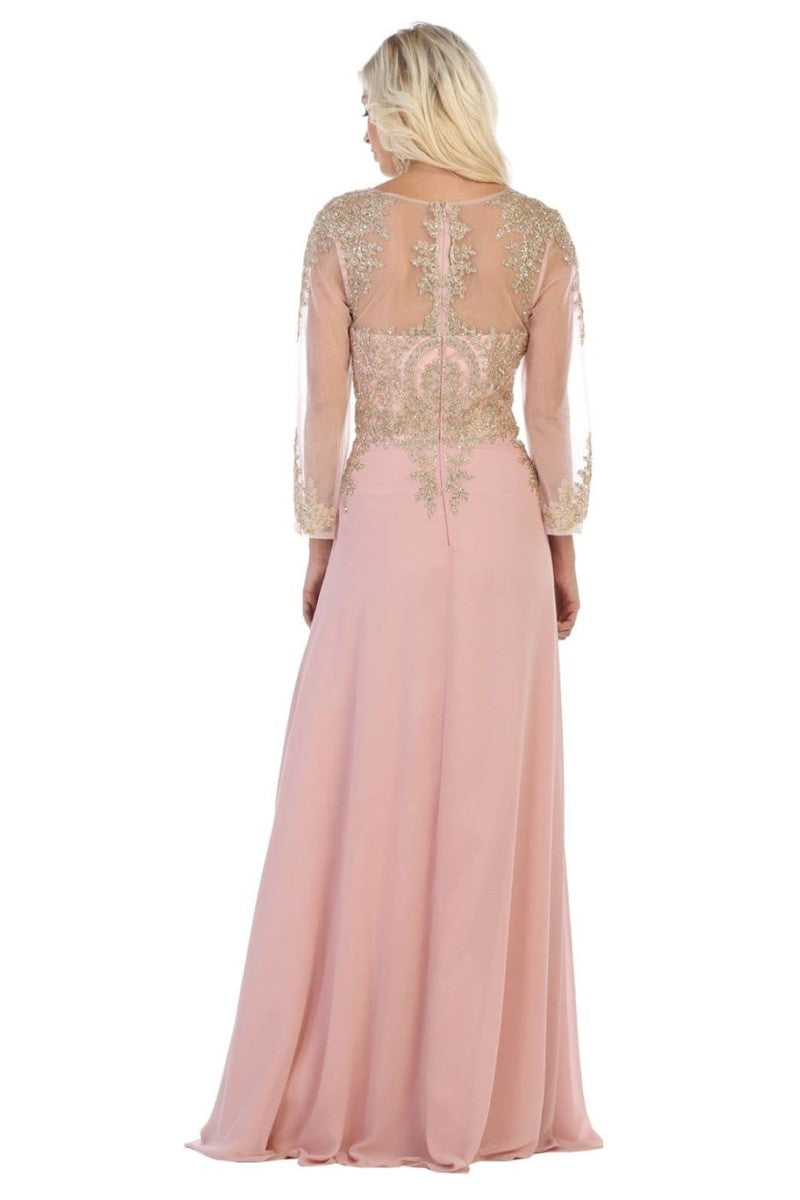 Embroidered Long Sleeve Sheath Dress