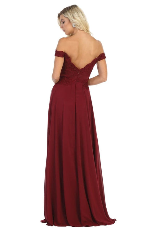 Long Evening Gown Embroidered Off Shoulder Gown & Plus Size