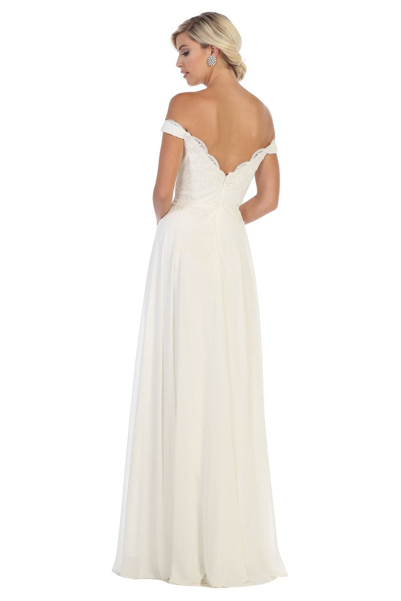 Long Evening Gown Embroidered Off Shoulder Gown & Plus Size