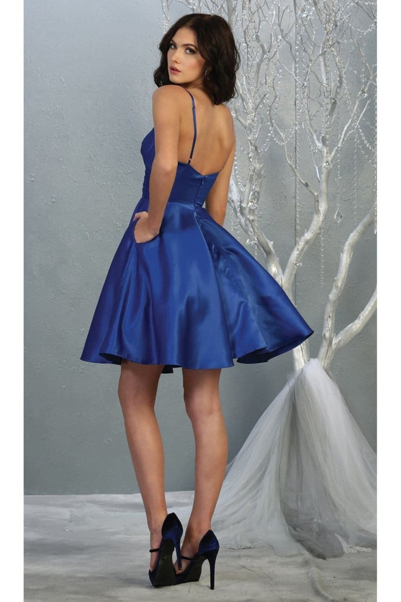 V-neck Sleeveless Fit And Flare Short Dress