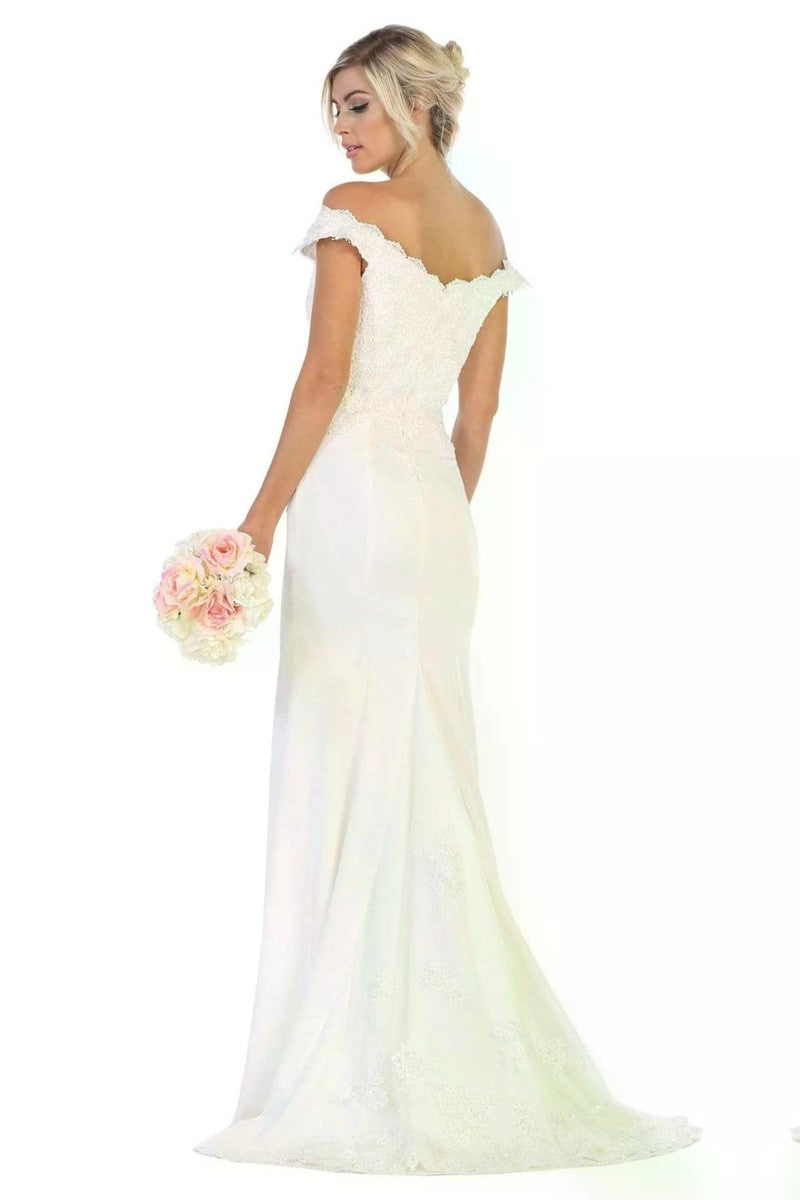 Embellished Plunging Off-shoulder Trumpet Dress