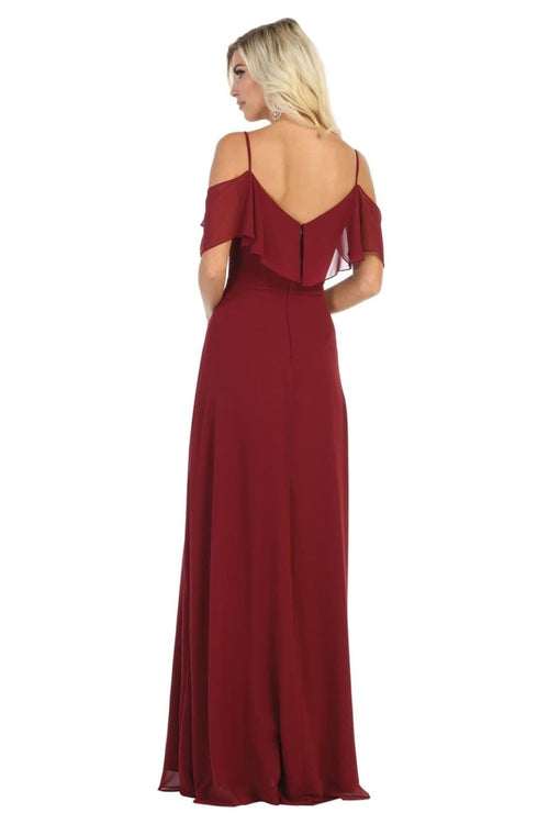 Draping Off Shoulder Chiffon Long Dress