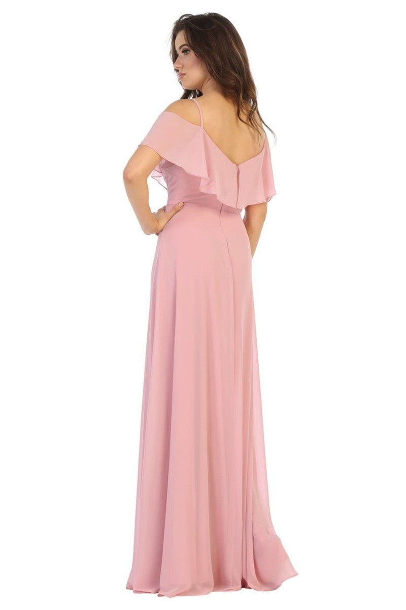 Draping Off Shoulder Chiffon Long Dress