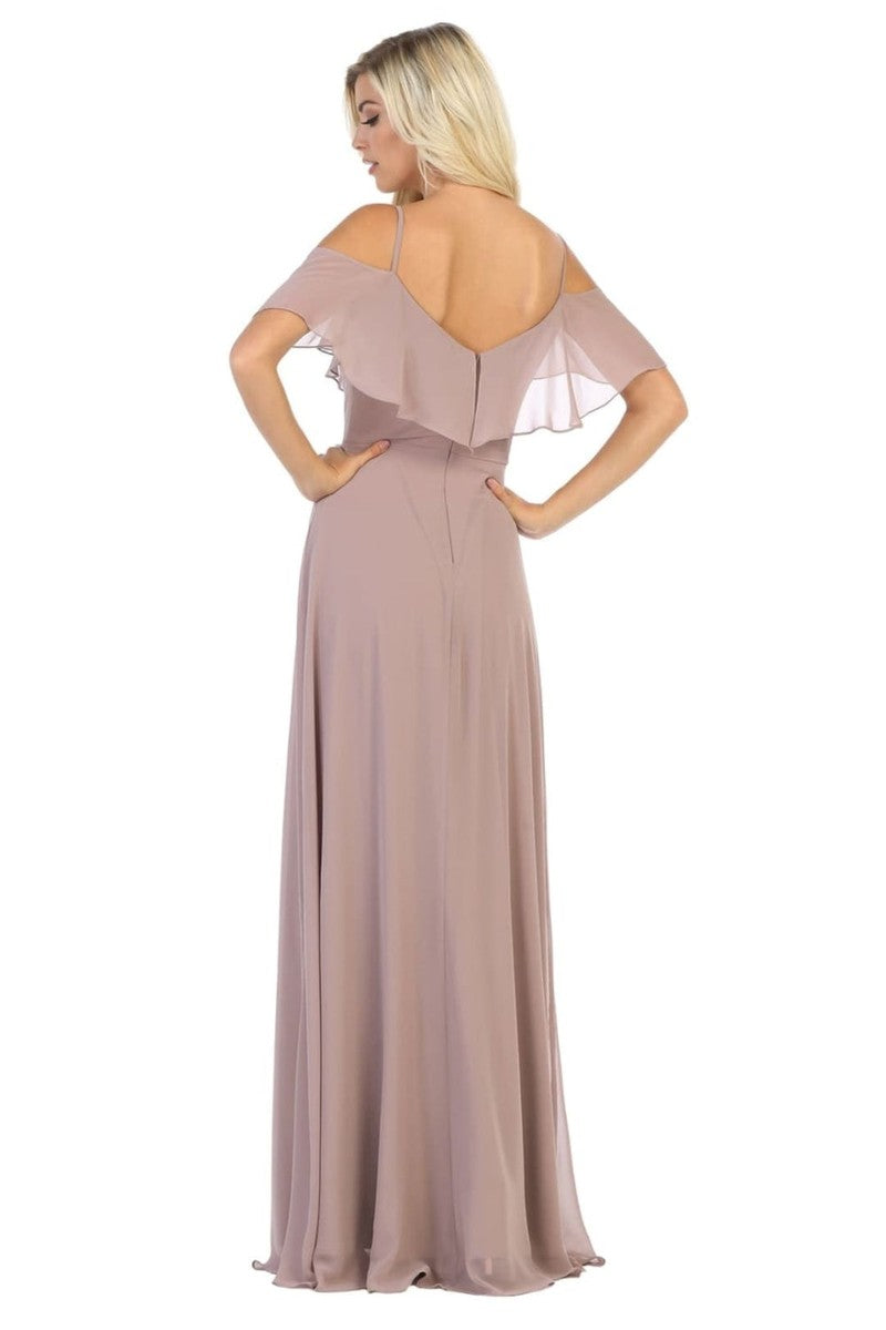 Draping Off Shoulder Chiffon Long Dress