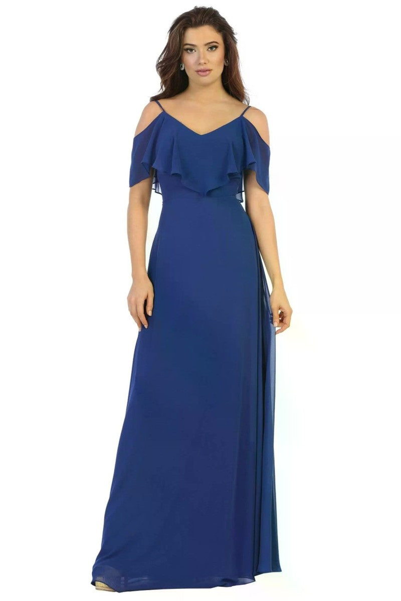 Draping Off Shoulder Chiffon Long Dress