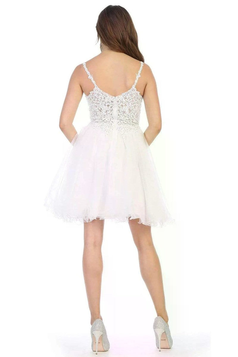 Sparkly Lace Appliqued A-line Tulle Cocktail Dress