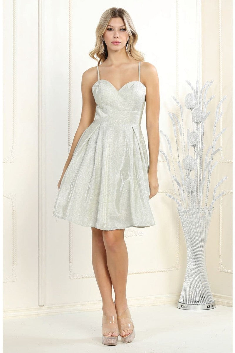 Champagne Short Sweetheart Bodice Glitter A-line Dress