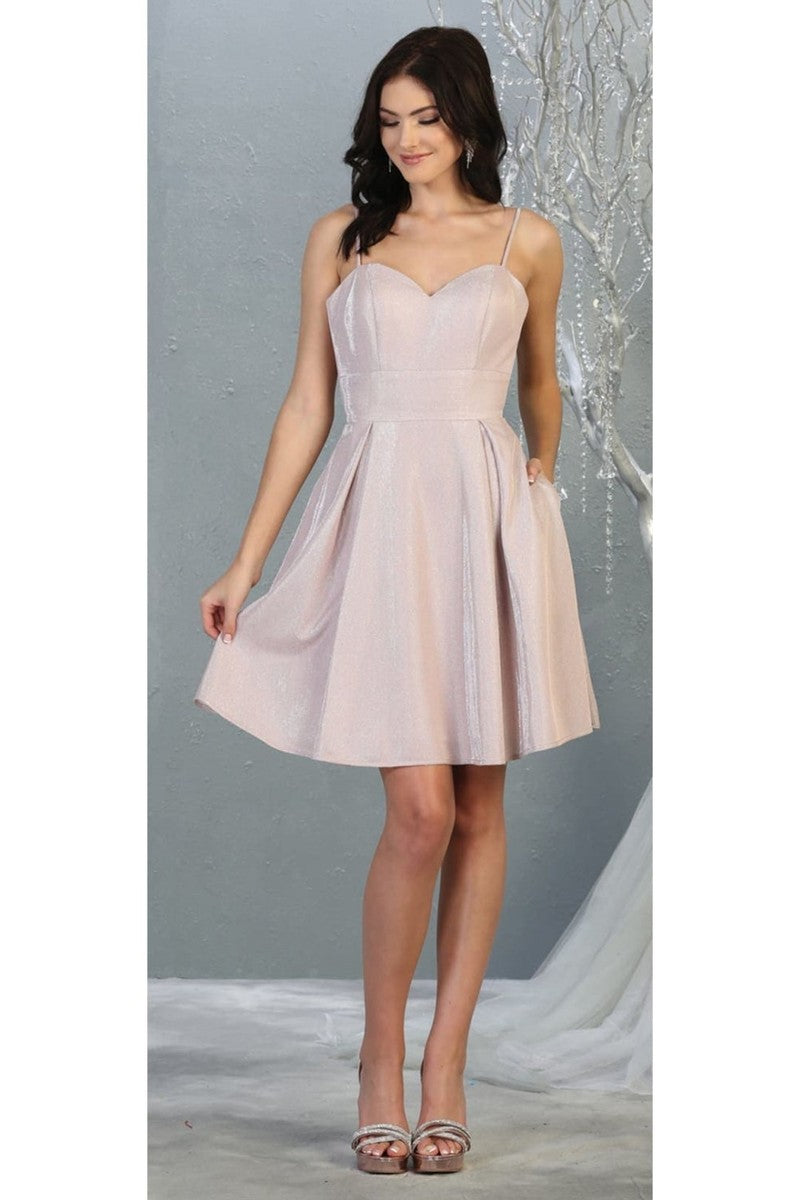 Pink Short Sweetheart Bodice Glitter A-line Dress