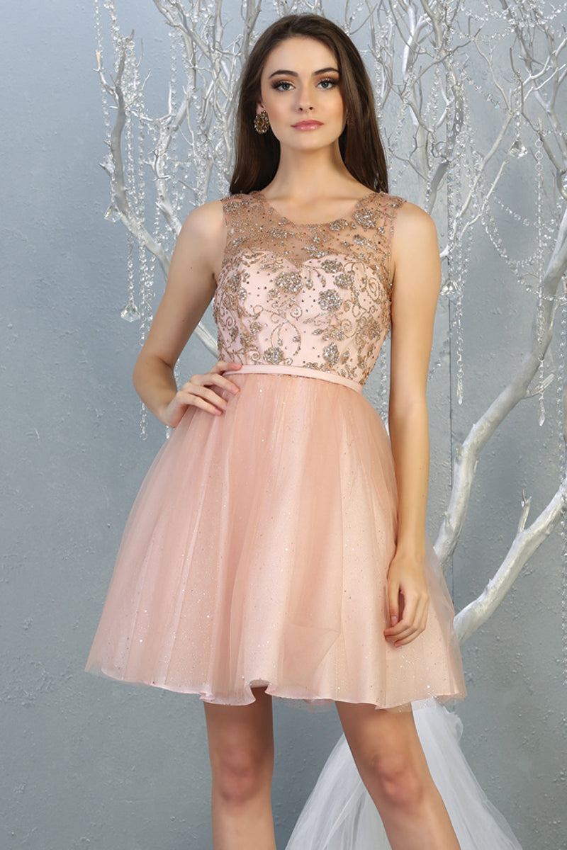 Illusion Sweetheart Glitter Tulle Dress | MQ1803-20
