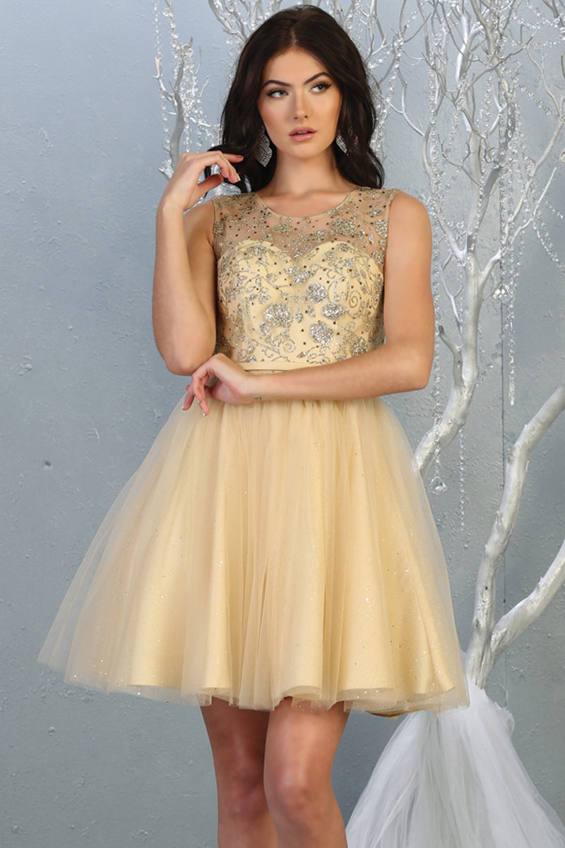 Illusion Sweetheart Glitter Tulle Dress | MQ1803-20