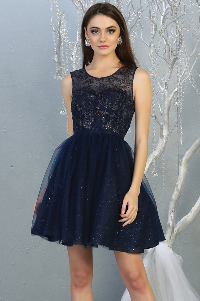 Illusion Sweetheart Glitter Tulle Dress | MQ1803-20