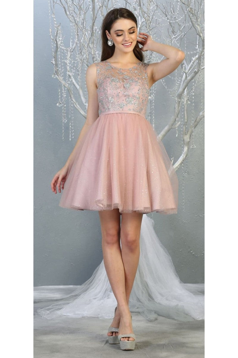 Mauve Illusion Sweetheart Glitter Tulle Dress