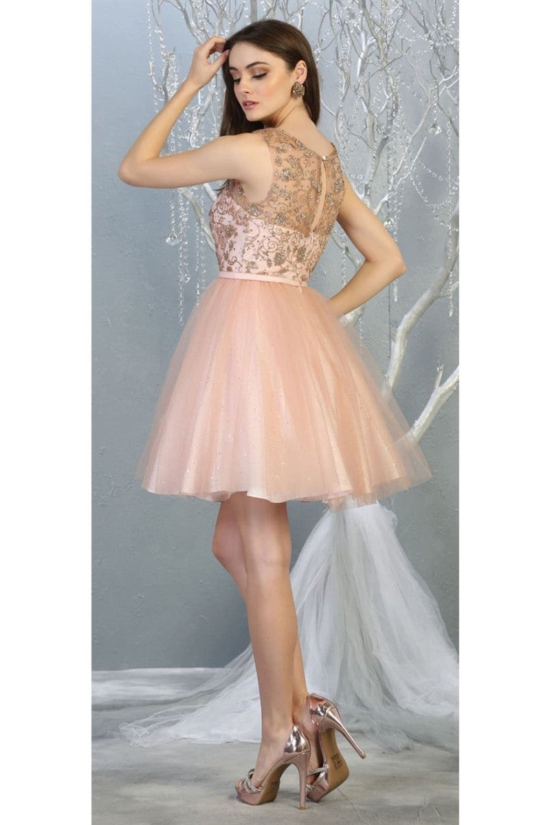 Illusion Sweetheart Glitter Tulle Dress