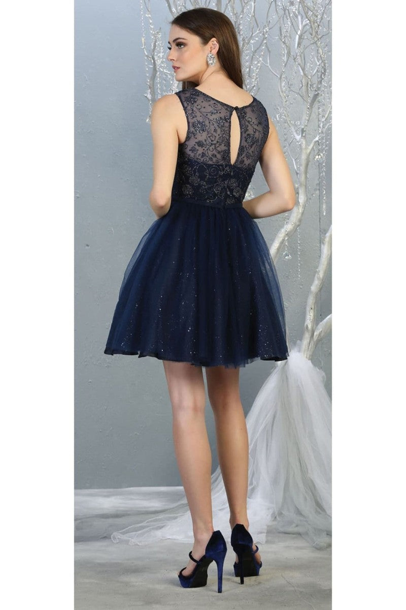 Illusion Sweetheart Glitter Tulle Dress