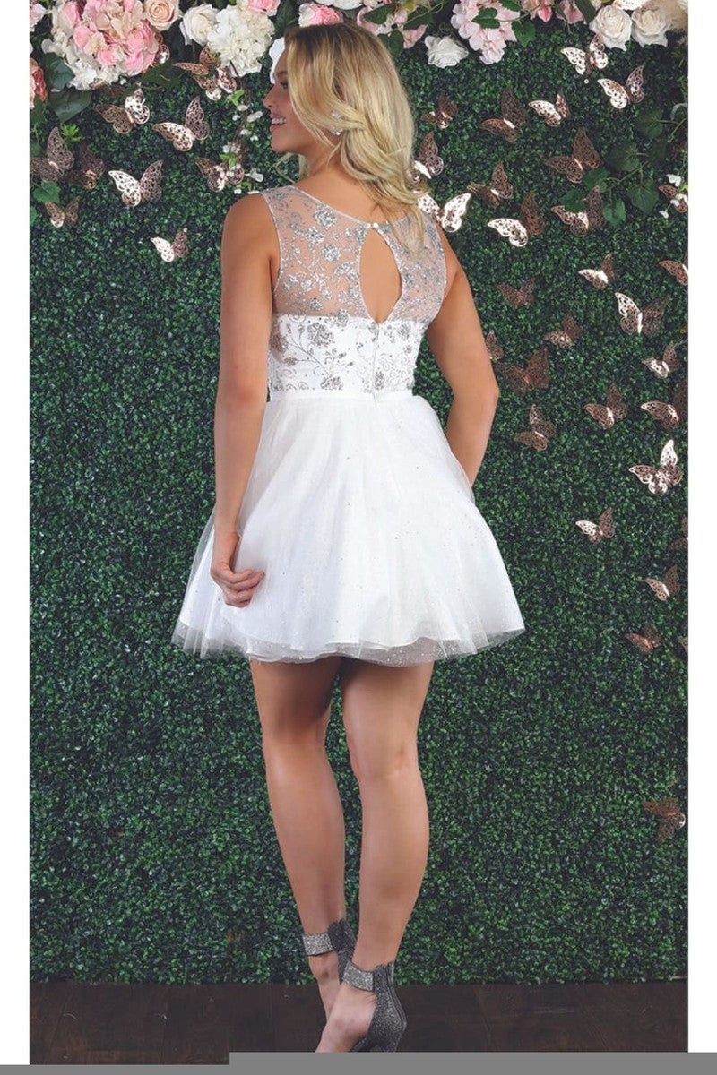 Illusion Sweetheart Glitter Tulle Dress