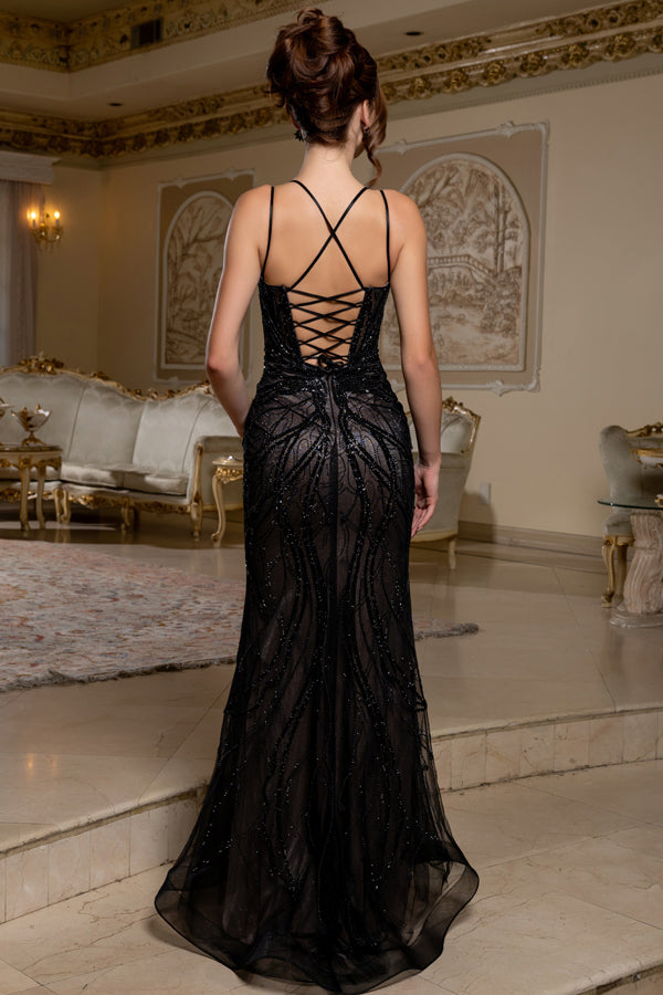 RQ8222-20-LF | Sleeveless Bead Embellished Sheath Dress