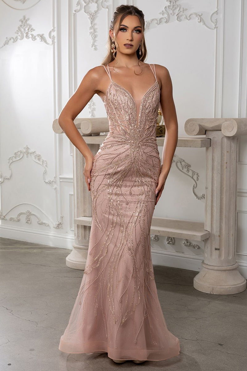 RQ8222-20-LF | Sleeveless Bead Embellished Sheath Dress