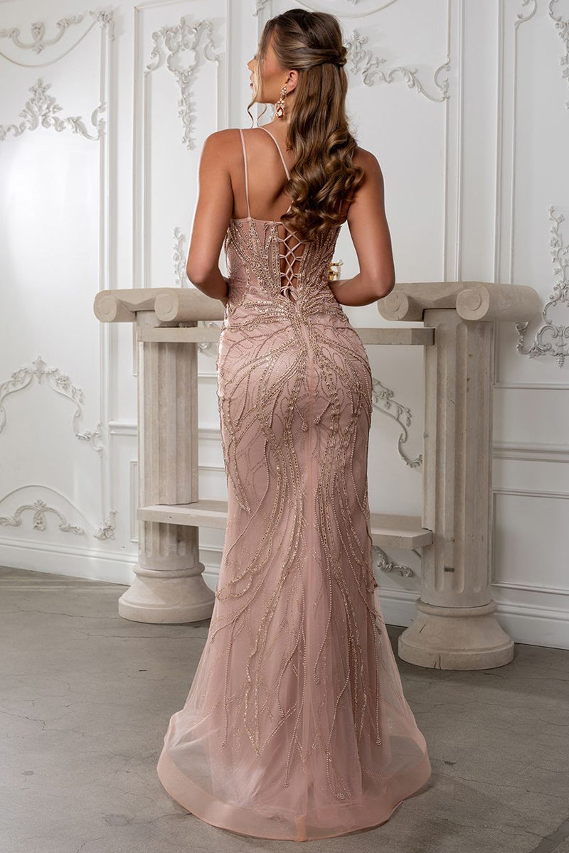 RQ8222-20-LF | Sleeveless Bead Embellished Sheath Dress
