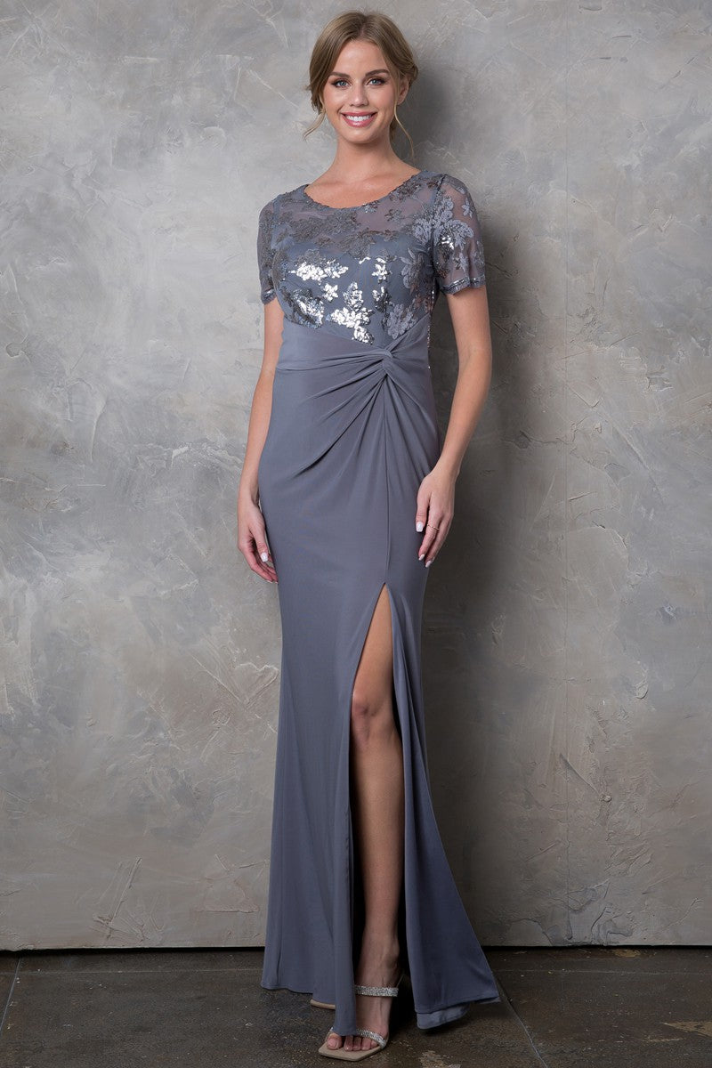 283-439-5X | Sequin Jersey Contrast MoB Dress – Babyfox Dress