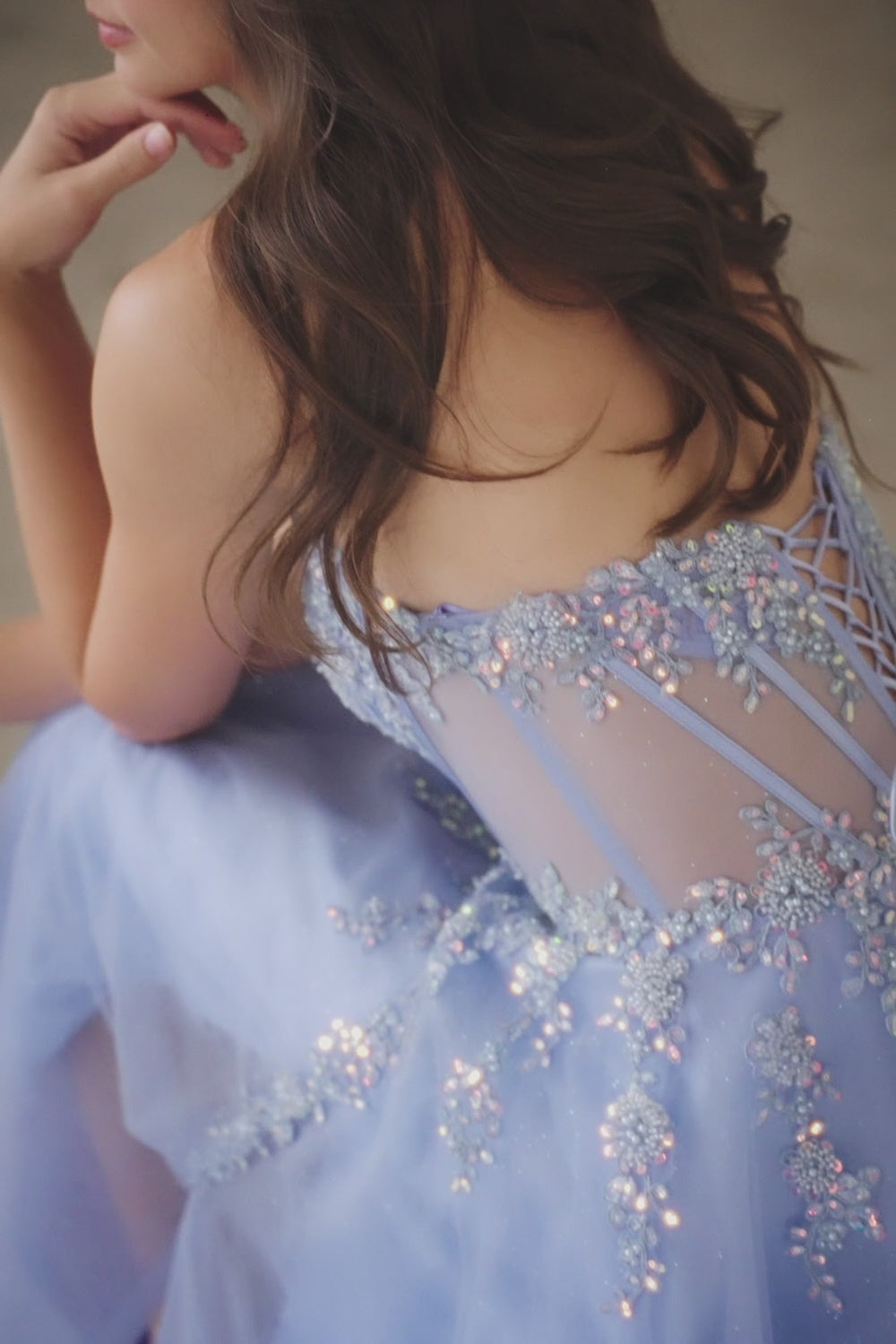 9078-18-AL | Strapless Straight Across Neckline A Line Dress