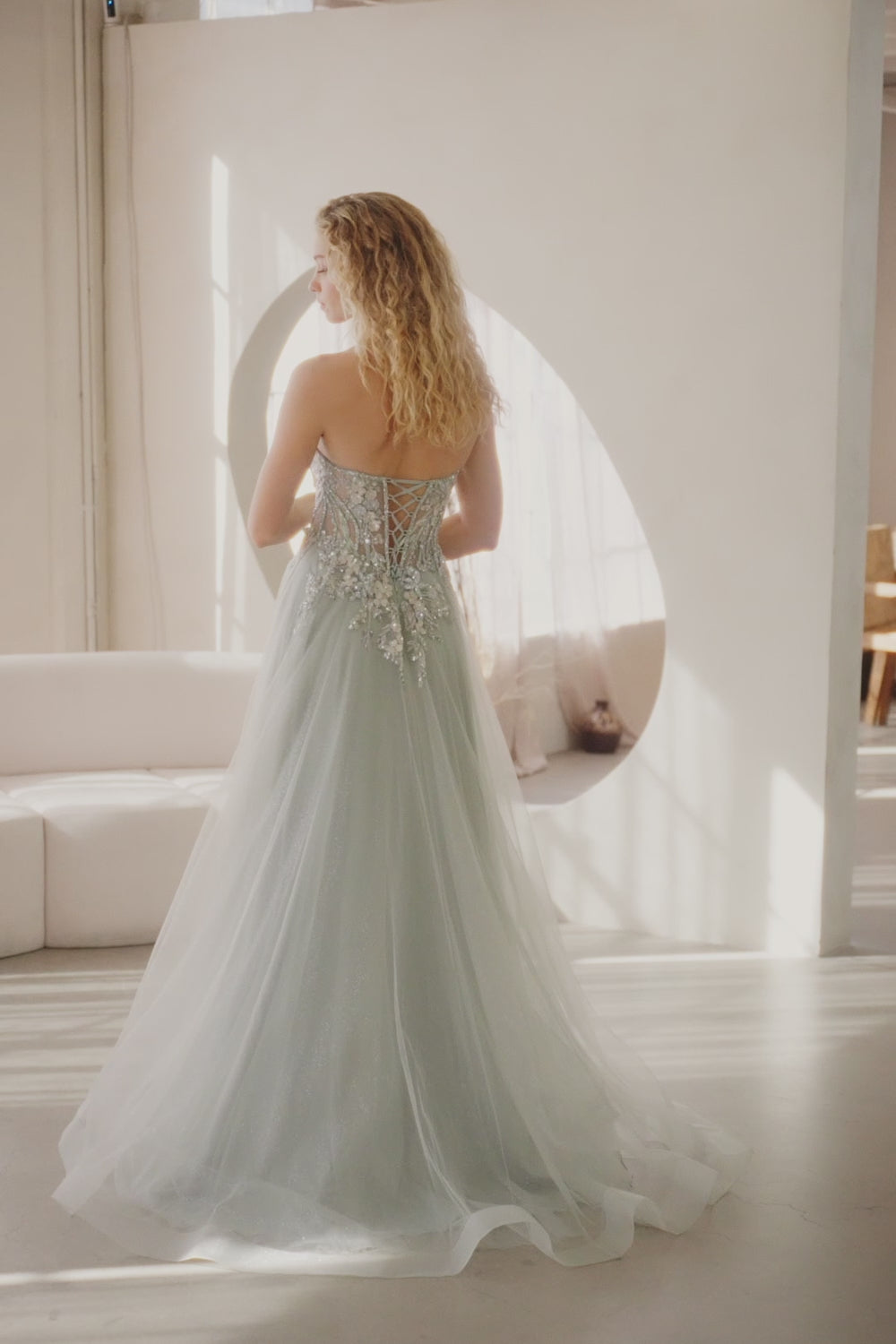 4062-LA | Strapless Embellished Top A Line Prom Gown