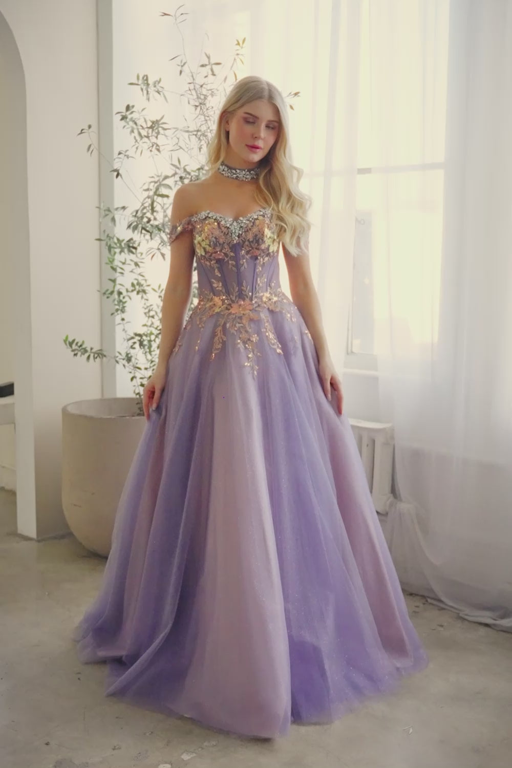 8063-LA-NECKBAND | Off Shoulder Sweeheart Jewel Neckline A Line Dress