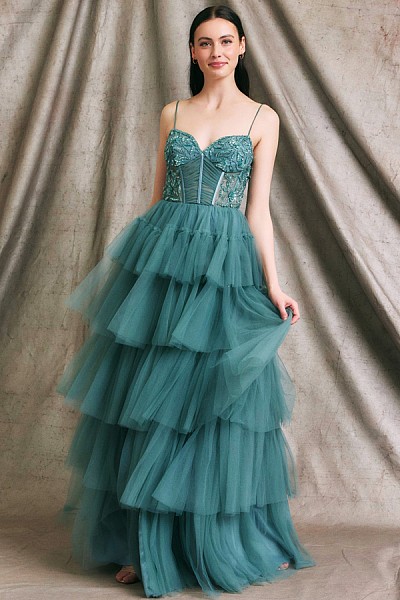 Sweetheart Pleated Bustier Illusion...