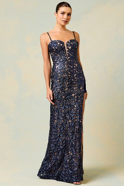 Skinny Straps Glitter Sequin Sheath...