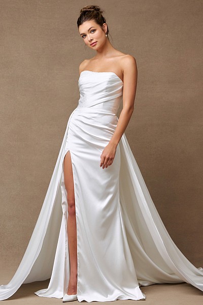 Strapless Stretch Satin Mermaid Wed...