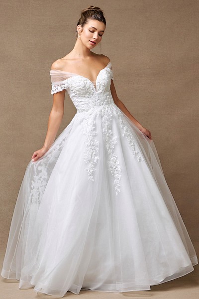 Off Shoulder Sweetheart A Line Wedd...