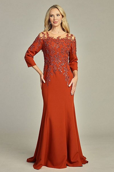 3 Q Sleeve Illusion Neckline MoB Sh...