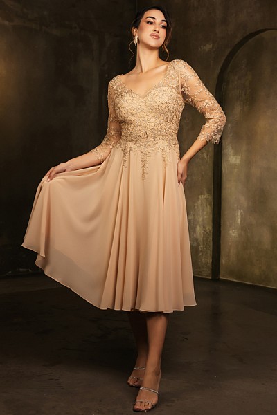 Sheer 3 Quarter Sleeve Midi Mama Dr...