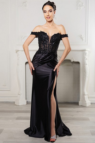 Off the Shoulder Embellished Illusi...