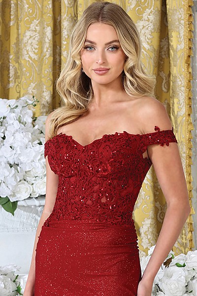 Off Shoulder Embroidered Top Fitted...