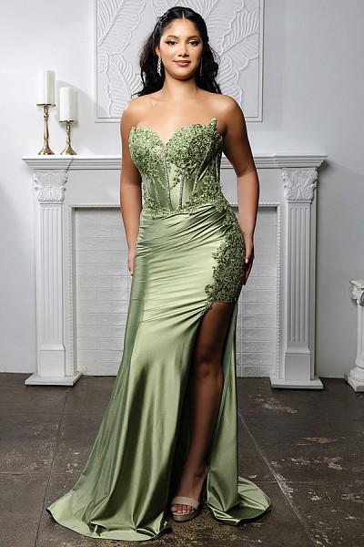 Strapless Trendy Sweetheart Stretch...