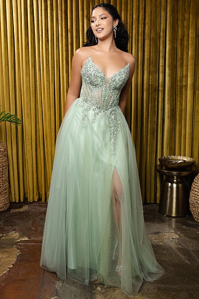 Strapless V Neckline A Silhouette D...