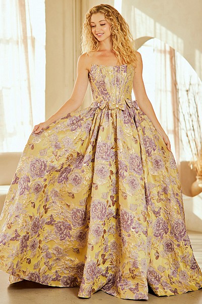 Strapless Bateau Neck A-Line Jacqua...