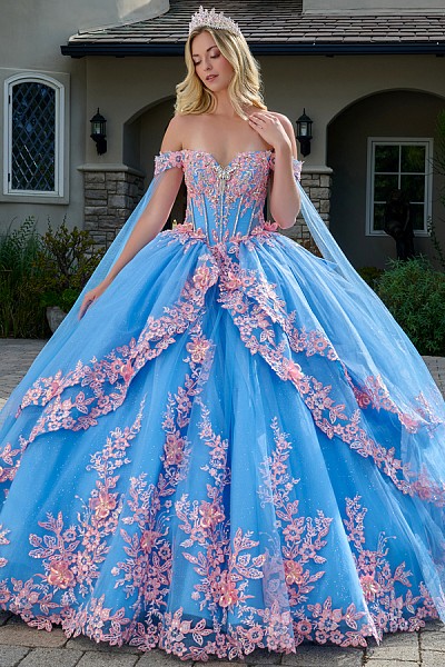 Strapless Cape Sleeve Layer Skirt Q...