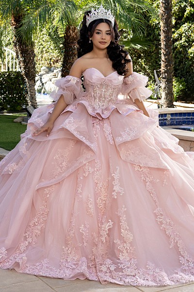 Strapless Detached Puff Sleeve Quin...