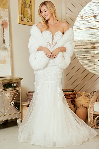 Strapless Embroidered Tulle Mermaid...