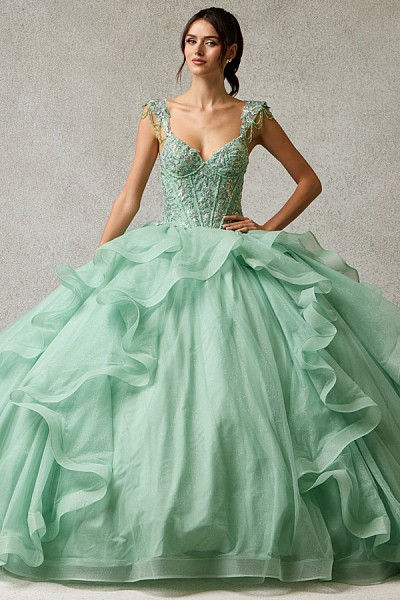 Sweetheart Neckline Ruffle Skirt Qu...