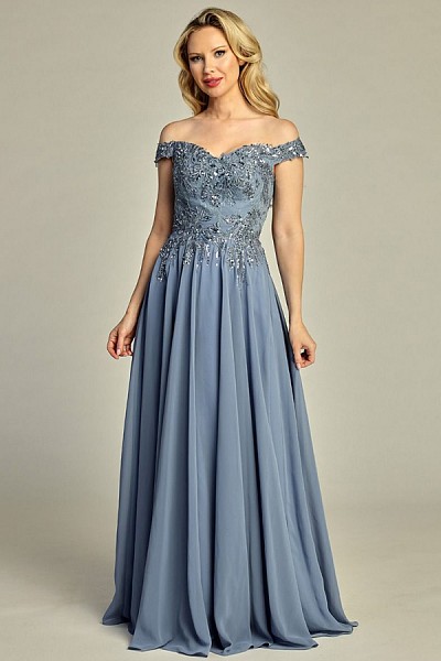 Off Shoulder Embroidery/Lace Appliq...