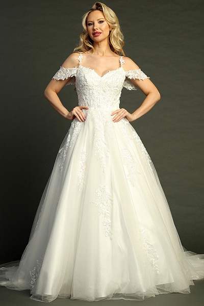 Off Shoulder Lace Top A Line Weddin...