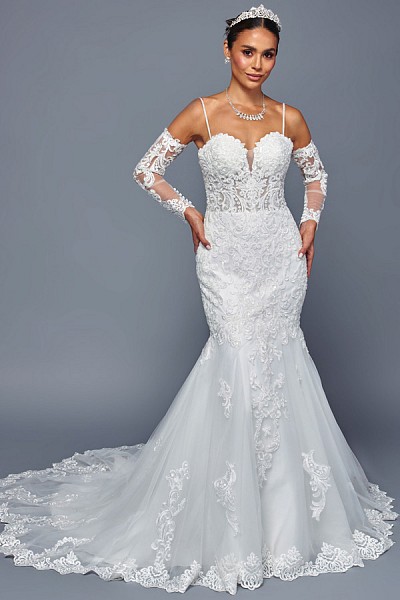 Detached Sheer Long Sleeve Sweethea...