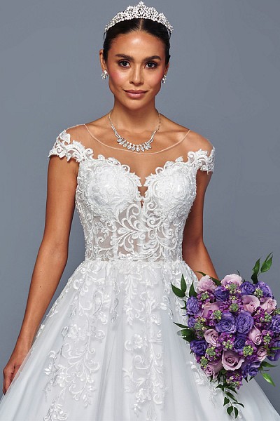 Illusion Wide Boat Neck Cap Sleeve ...