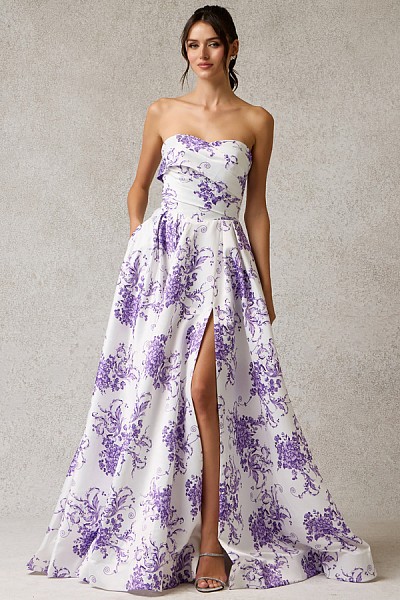 Strapless Pleat Detail Top Satin Pr...