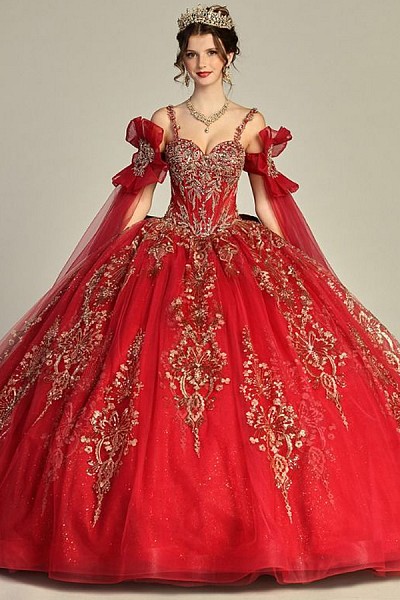 Off Shoulder Cape Sleeve Sweetheart...