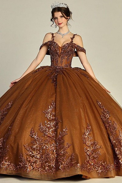 Off Shoulder Bead/Sequin Applique B...